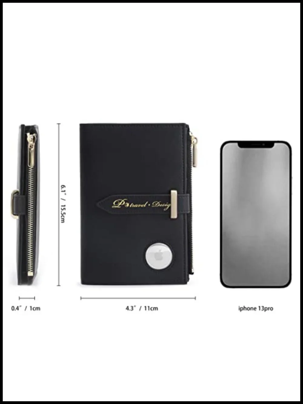 RFID Passport Wallet with Airtag Holder, Travel Document Organizer for Women,